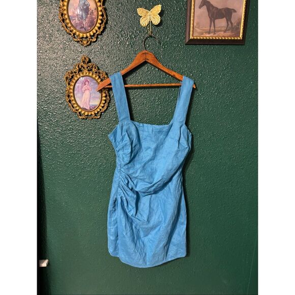 Reformation Kerrigan Linen Dress In Grotto Sz 6 Blue - Picture 1 of 3